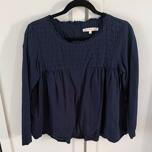 XiRENA Navy Blue Textured Blouse